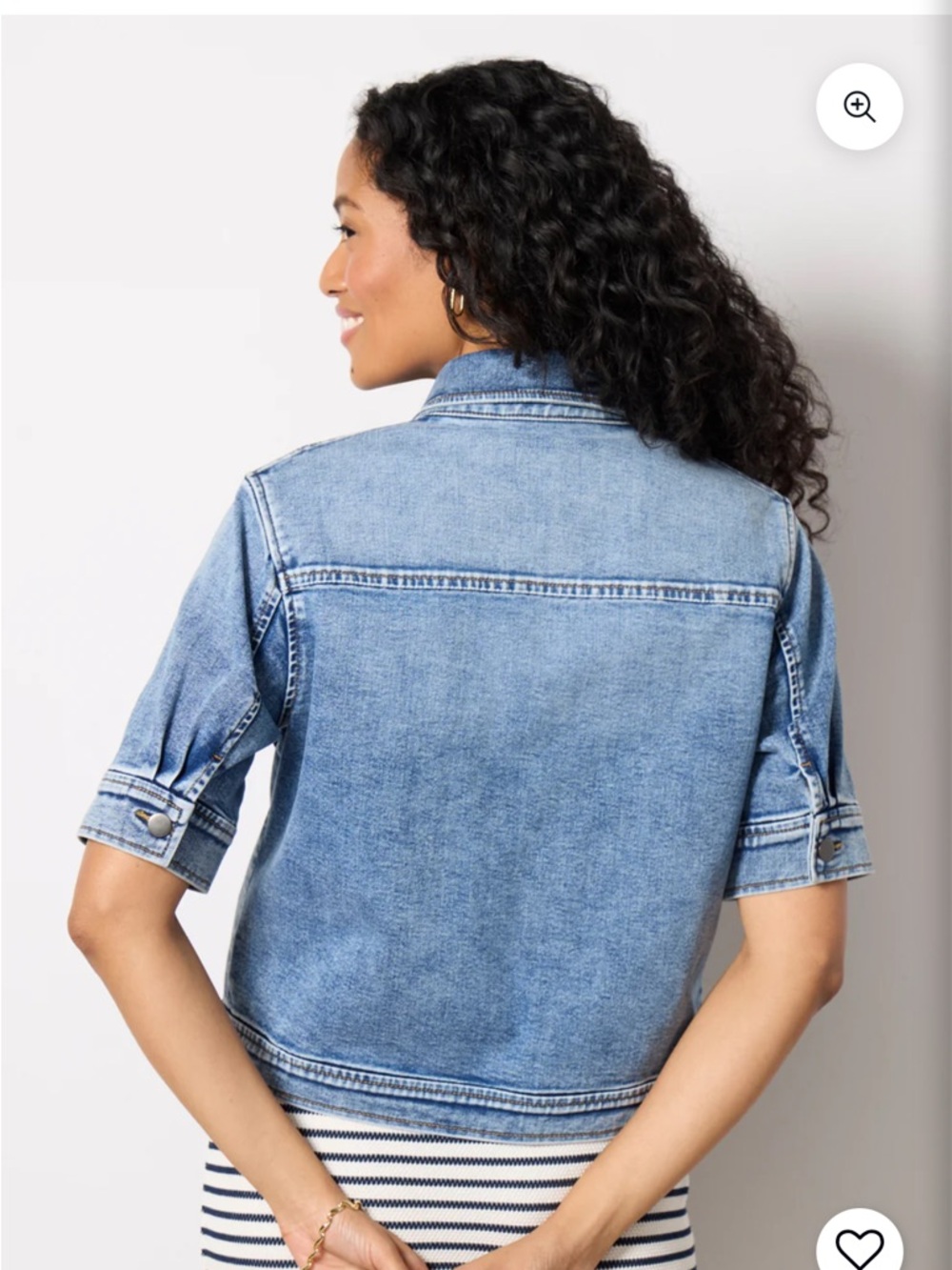 Finly Kut From the Kloth Short-Sleeve Washed Denim Jacket - XL Blue - Picture 6 of 8
